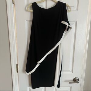 Lauren by Ralph Lauren Timna Asymmetrical Black and White Women's Dress